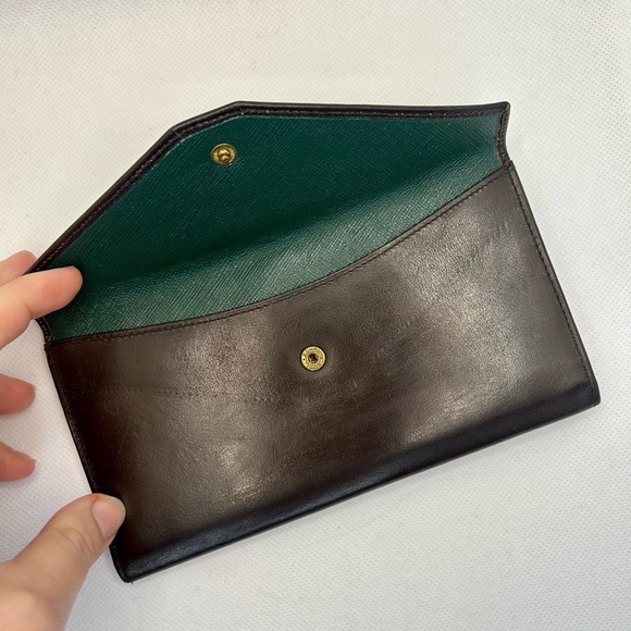 Gucci Vintage Wallet Purse GG Continental Brown Green Leather Quiet Luxury - Picture 2 of 14